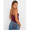 imageTrendy Queen Womens Adjustable Camisole Sleeveless Square Neck Spaghetti Strap Tank Tops Basic ShirtWine
