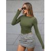 imageTrendy Queen Womens Boat Neck Tops Long Sleeve Shirts Casual Fitted Tee Shirts Solid Color Fall Basic ClothesArmygreen
