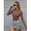 imageTrendy Queen Womens Boat Neck Tops Long Sleeve Shirts Casual Fitted Tee Shirts Solid Color Fall Basic ClothesBrown