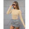 imageTrendy Queen Womens Boat Neck Tops Long Sleeve Shirts Casual Fitted Tee Shirts Solid Color Fall Basic ClothesKhaki