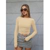 imageTrendy Queen Womens Boat Neck Tops Long Sleeve Shirts Casual Fitted Tee Shirts Solid Color Fall Basic ClothesKhaki
