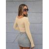 imageTrendy Queen Womens Boat Neck Tops Long Sleeve Shirts Casual Fitted Tee Shirts Solid Color Fall Basic ClothesKhaki