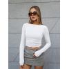 imageTrendy Queen Womens Boat Neck Tops Long Sleeve Shirts Casual Fitted Tee Shirts Solid Color Fall Basic ClothesWhite