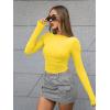 imageTrendy Queen Womens Boat Neck Tops Long Sleeve Shirts Casual Fitted Tee Shirts Solid Color Fall Basic ClothesYellow
