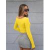 imageTrendy Queen Womens Boat Neck Tops Long Sleeve Shirts Casual Fitted Tee Shirts Solid Color Fall Basic ClothesYellow