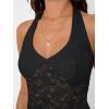 imageTrendy Queen Womens Going Out Tops Lace VNeck Sleeveless Double Lined Halter Y2K Sexy Crop Fashion Tank Top 2025Black
