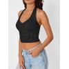 imageTrendy Queen Womens Going Out Tops Lace VNeck Sleeveless Double Lined Halter Y2K Sexy Crop Fashion Tank Top 2025Black