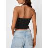 imageTrendy Queen Womens Going Out Tops Lace VNeck Sleeveless Double Lined Halter Y2K Sexy Crop Fashion Tank Top 2025Black