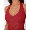 imageTrendy Queen Womens Going Out Tops Lace VNeck Sleeveless Double Lined Halter Y2K Sexy Crop Fashion Tank Top 2025Red