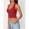 imageTrendy Queen Womens Going Out Tops Lace VNeck Sleeveless Double Lined Halter Y2K Sexy Crop Fashion Tank Top 2025Red
