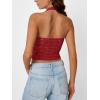 imageTrendy Queen Womens Going Out Tops Lace VNeck Sleeveless Double Lined Halter Y2K Sexy Crop Fashion Tank Top 2025Red