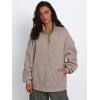 imageTrendy Queen Womens Half Zip Oversized Sweatshirts Casual Pullover Long Sleeve Shirts Fall Fashion 2024 Winter ClothesCoffee Grey