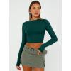 imageTrendy Queen Womens Long Sleeve Crop Tops Basic Slim Fitted Shirts Fashion 2025 Going Out Y2k Tops Teen Girl ClothesDark Green