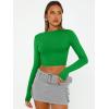 imageTrendy Queen Womens Long Sleeve Crop Tops Basic Slim Fitted Shirts Fashion 2025 Going Out Y2k Tops Teen Girl ClothesGreen