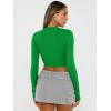 imageTrendy Queen Womens Long Sleeve Crop Tops Basic Slim Fitted Shirts Fashion 2025 Going Out Y2k Tops Teen Girl ClothesGreen