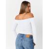 imageTrendy Queen Womens Long Sleeve Off The Shoulder Tops Going Out Cute Basic Y2K Fall Fashion 2025 Outfits ClothesWhite