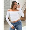 imageTrendy Queen Womens Long Sleeve Off The Shoulder Tops Going Out Cute Basic Y2K Fall Fashion 2025 Outfits ClothesWhite