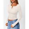 imageTrendy Queen Womens Long Sleeve Shirts 2025 Henley Casual Fall Outfits Fitted Cotton Tops Ribbed Fashion Cute Basic TeesBeige