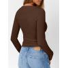 imageTrendy Queen Womens Long Sleeve Shirts 2025 Henley Casual Fall Outfits Fitted Cotton Tops Ribbed Fashion Cute Basic TeesCoffee