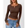 imageTrendy Queen Womens Long Sleeve Shirts 2025 Henley Casual Fall Outfits Fitted Cotton Tops Ribbed Fashion Cute Basic TeesCoffee