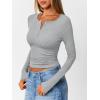 imageTrendy Queen Womens Long Sleeve Shirts 2025 Henley Casual Fall Outfits Fitted Cotton Tops Ribbed Fashion Cute Basic TeesGrey
