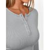 imageTrendy Queen Womens Long Sleeve Shirts 2025 Henley Casual Fall Outfits Fitted Cotton Tops Ribbed Fashion Cute Basic TeesGrey