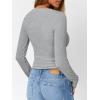 imageTrendy Queen Womens Long Sleeve Shirts 2025 Henley Casual Fall Outfits Fitted Cotton Tops Ribbed Fashion Cute Basic TeesGrey