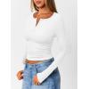 imageTrendy Queen Womens Long Sleeve Shirts 2025 Henley Casual Fall Outfits Fitted Cotton Tops Ribbed Fashion Cute Basic TeesWhite