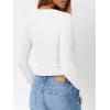 imageTrendy Queen Womens Long Sleeve Shirts 2025 Henley Casual Fall Outfits Fitted Cotton Tops Ribbed Fashion Cute Basic TeesWhite