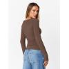 imageTrendy Queen Womens Long Sleeve Shirts 2025 Ruched Boat Neck Business Casual Tops Fitted Crop Cute Spring OutfitsBrown