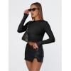 imageTrendy Queen Womens Long Sleeve Shirts Basic Tees Crop Tops Going Out Spring 2025 Workout Outfits Y2k ClothesBlack