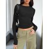 imageTrendy Queen Womens Long Sleeve Shirts Basic Tees Crop Tops Going Out Spring 2025 Workout Outfits Y2k ClothesBlack