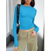 imageTrendy Queen Womens Long Sleeve Shirts Basic Tees Crop Tops Going Out Spring 2025 Workout Outfits Y2k ClothesBlue