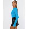 imageTrendy Queen Womens Long Sleeve Shirts Basic Tees Crop Tops Going Out Spring 2025 Workout Outfits Y2k ClothesBlue