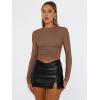 imageTrendy Queen Womens Long Sleeve Shirts Basic Tees Crop Tops Going Out Spring 2025 Workout Outfits Y2k ClothesBrown