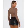 imageTrendy Queen Womens Long Sleeve Shirts Basic Tees Crop Tops Going Out Spring 2025 Workout Outfits Y2k ClothesBrown