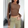 imageTrendy Queen Womens Long Sleeve Shirts Basic Tees Crop Tops Going Out Spring 2025 Workout Outfits Y2k ClothesBrown