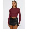 imageTrendy Queen Womens Long Sleeve Shirts Basic Tees Crop Tops Going Out Spring 2025 Workout Outfits Y2k ClothesBurgundy