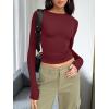 imageTrendy Queen Womens Long Sleeve Shirts Basic Tees Crop Tops Going Out Spring 2025 Workout Outfits Y2k ClothesBurgundy