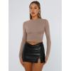 imageTrendy Queen Womens Long Sleeve Shirts Basic Tees Crop Tops Going Out Spring 2025 Workout Outfits Y2k ClothesCoffee Grey