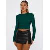 imageTrendy Queen Womens Long Sleeve Shirts Basic Tees Crop Tops Going Out Spring 2025 Workout Outfits Y2k ClothesDark Green
