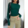 imageTrendy Queen Womens Long Sleeve Shirts Basic Tees Crop Tops Going Out Spring 2025 Workout Outfits Y2k ClothesDark Green