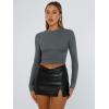 imageTrendy Queen Womens Long Sleeve Shirts Basic Tees Crop Tops Going Out Spring 2025 Workout Outfits Y2k ClothesGray
