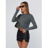 imageTrendy Queen Womens Long Sleeve Shirts Basic Tees Crop Tops Going Out Spring 2025 Workout Outfits Y2k ClothesGray