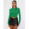 imageTrendy Queen Womens Long Sleeve Shirts Basic Tees Crop Tops Going Out Spring 2025 Workout Outfits Y2k ClothesGreen