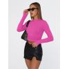 imageTrendy Queen Womens Long Sleeve Shirts Basic Tees Crop Tops Going Out Spring 2025 Workout Outfits Y2k ClothesHot Pink