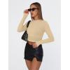 imageTrendy Queen Womens Long Sleeve Shirts Basic Tees Crop Tops Going Out Spring 2025 Workout Outfits Y2k ClothesKhaki