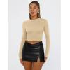 imageTrendy Queen Womens Long Sleeve Shirts Basic Tees Crop Tops Going Out Spring 2025 Workout Outfits Y2k ClothesKhaki