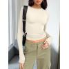 imageTrendy Queen Womens Long Sleeve Shirts Basic Tees Crop Tops Going Out Spring 2025 Workout Outfits Y2k ClothesLight Apricot
