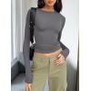imageTrendy Queen Womens Long Sleeve Shirts Basic Tees Crop Tops Going Out Spring 2025 Workout Outfits Y2k ClothesLight Gray